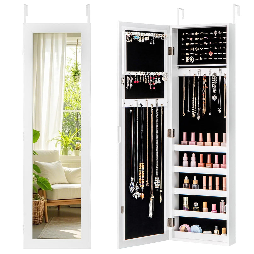 Giantex Wall Door Mounted Jewelry Armoire Cabinet with Full-length Mirror