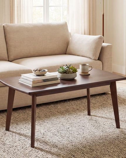Giantex 34.5" Solid Wood Coffee Table with Tapered Legs