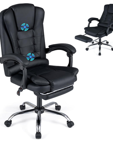 GIANTEX Massage Office Chair Comfy Desk Chair with Foot Rest