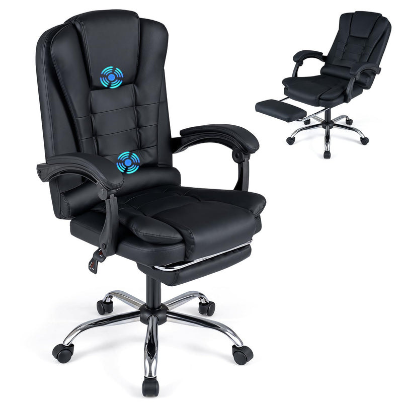 GIANTEX Massage Office Chair Comfy Desk Chair with Foot Rest