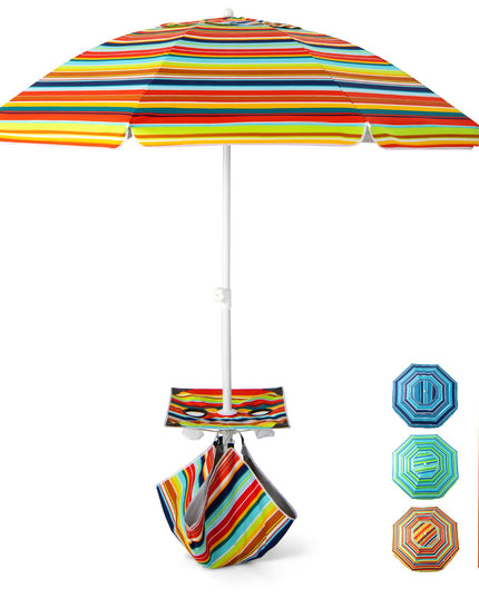 Giantex Beach Umbrella with Cup Holder Table and Sandbag