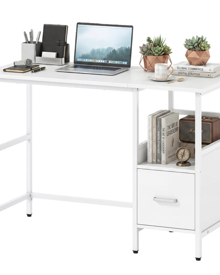 Giantex White Computer Desk w/Open Shelf and Storage Drawer