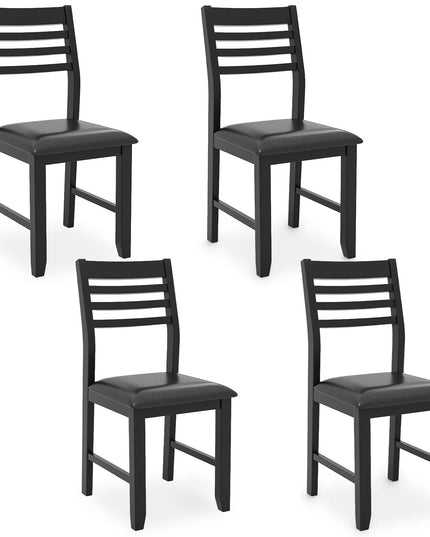 Giantex Dining Chairs Black, Faux Leather Upholstered Kitchen Chairs w/Padded Seat & Ladder Back