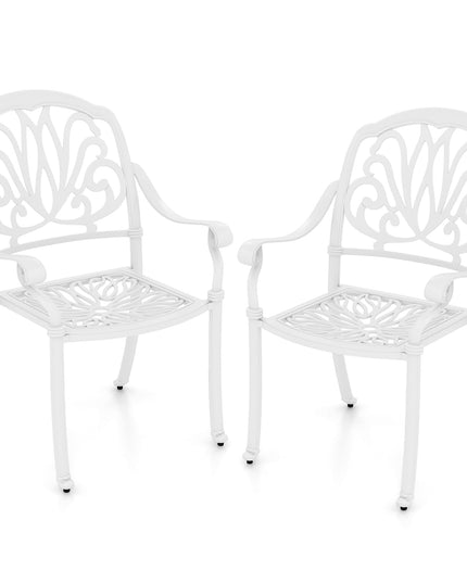 Giantex Patio Chairs, Stackable Cast Aluminum Outdoor Chairs for Lawn Porch Garden Yard