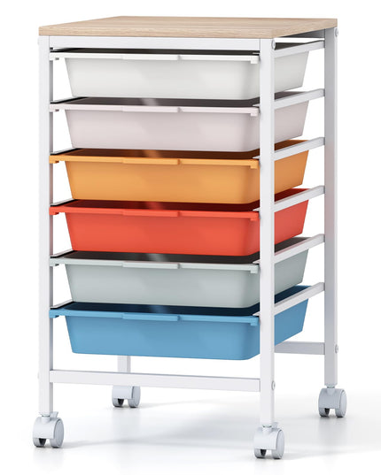 Giantex Rolling Storage Cart with 6 Drawers Utility Cart（22.5"H）