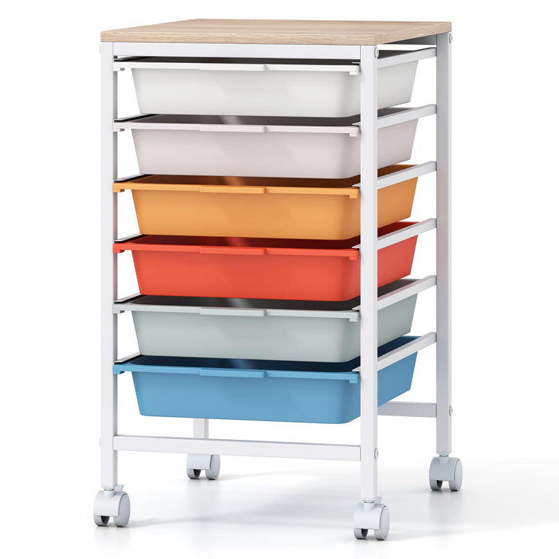 Giantex Rolling Storage Cart with 6 Drawers Utility Cart（22.5"H）