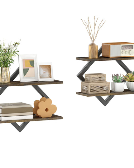 GIANTEX 2-Pack Diamond Shaped Floating Shelves for Wall