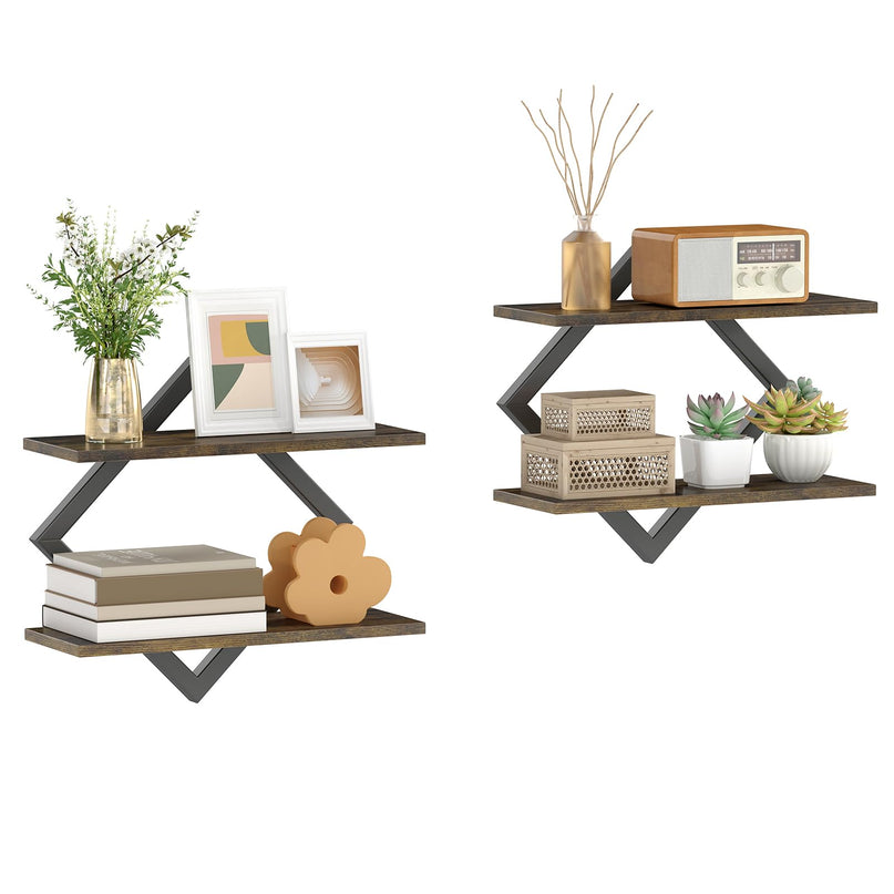 GIANTEX 2-Pack Diamond Shaped Floating Shelves for Wall