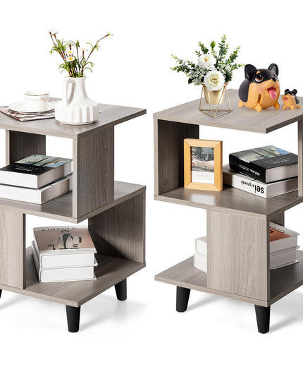 Giantex Accent Sofa Side Table w/Open Storage Shelves for Living Room Bedroom Study Room