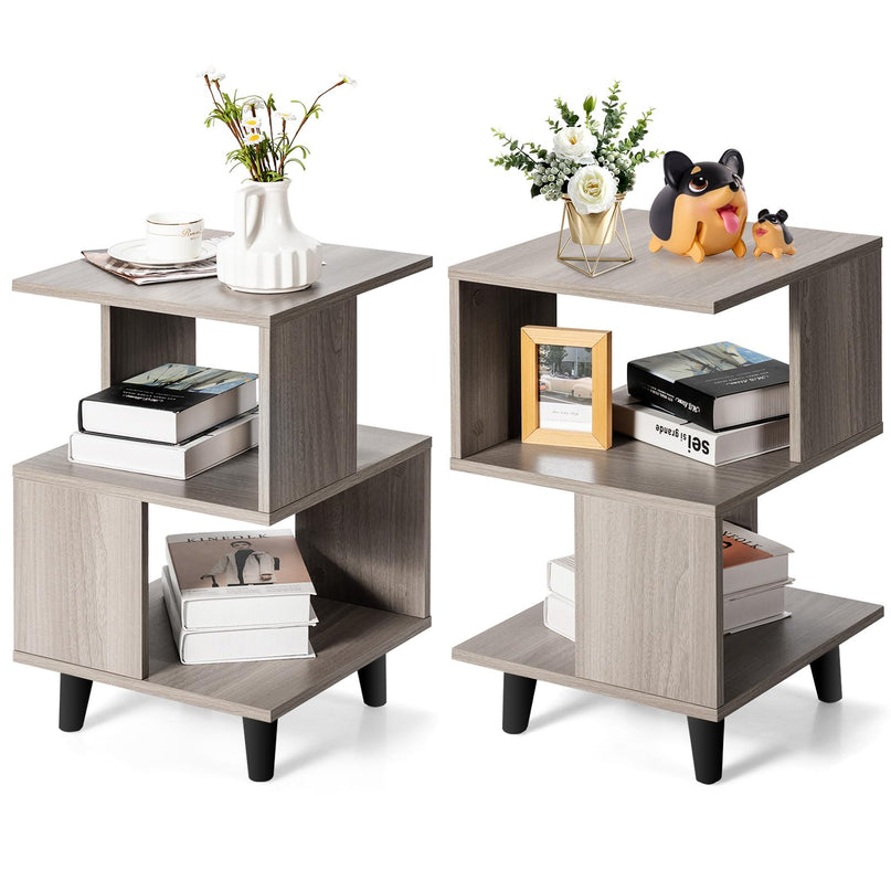 Giantex Accent Sofa Side Table w/Open Storage Shelves for Living Room Bedroom Study Room