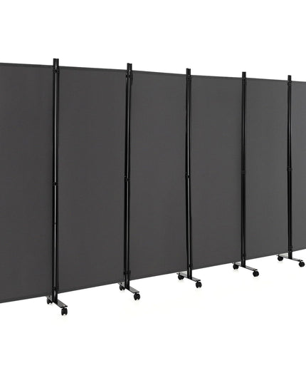 Giantex 6 Panel Room Divider, 132''W x 68''H Large Folding Privacy Screen, Rolling Partition Room Dividers for Home Office Studio Separation