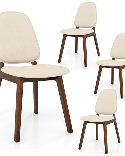 Giantex Wooden Dining Chairs Set of 2/4 Linen Fabric Upholstered Dining Room Chairs