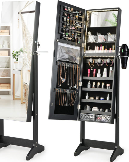 CHARMAID Jewelry Cabinet with 3-Color LED Light Strip