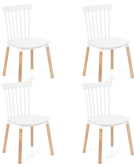 Giantex Set of 4 Windsor Dining Chairs White, Modern Kitchen Chairs w/Spindle Backs & Curved Seats