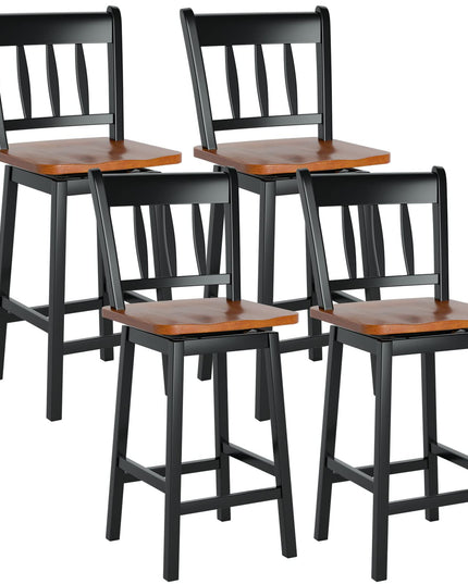 30.5 Inch Rubber Wood Bar Chairs - Giantex