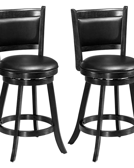 Giantex Accent Wooden Swivel Back Counter Height Bar Stool, Fabric Upholstered Design