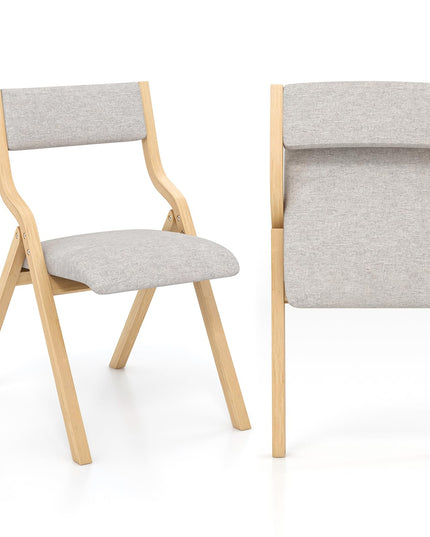 Folding Dining Chair Set of 2, No Assembly Folding Chairs w/Linen Padded Seats - Giantex