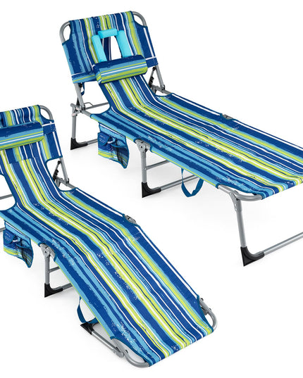 Chaise longue Giantex pliante pour la plage avec trou pour le visage, oreiller lavable, poche