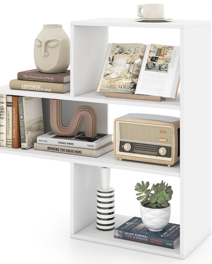 GIANTEX 3-Tier Bookshelf Wooden Convex Bookcase for Small Space