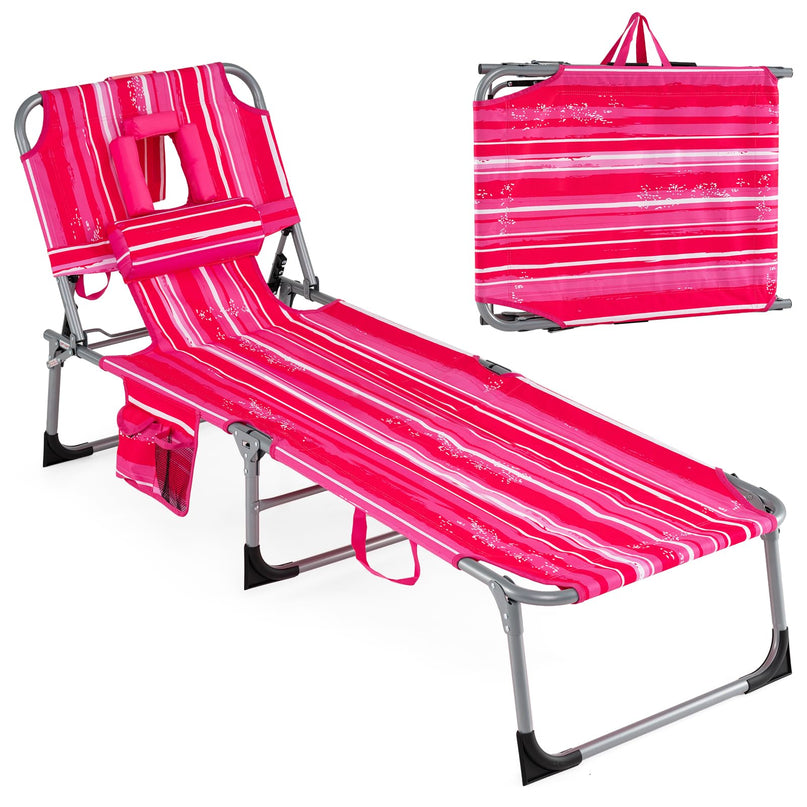 Chaise longue de plage pliante Giantex Face Down avec dossier réglable à 4 positions (1/2)