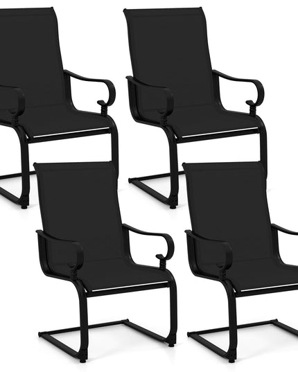 Giantex Lot de 2/4 chaises de salle à manger de patio, chaises de patio extérieures à dossier haut avec cadre en métal à ressort en C