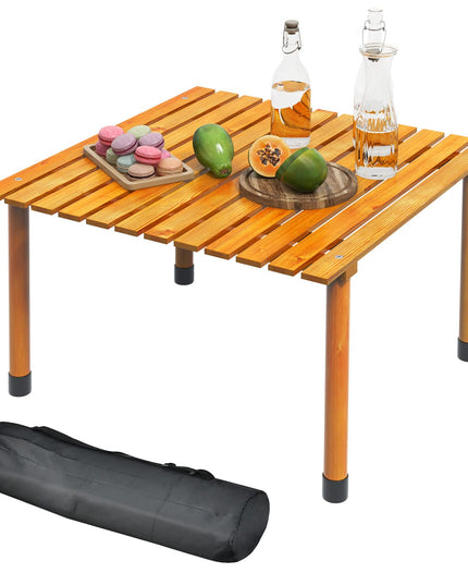 Giantex Portable Camping Table, Folding Picnic Table with Carrying Bag & Roll-up Tabletop