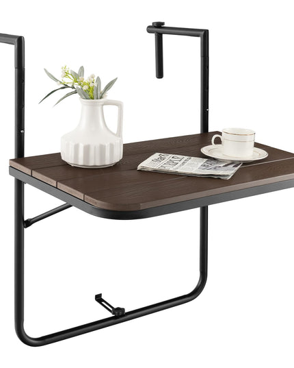 Giantex Outdoor Folding Hanging Table - Balcony Railing Table w/ 3-Level Height