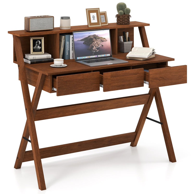Bureau moderne du milieu du siècle Giantex avec 3 tiroirs