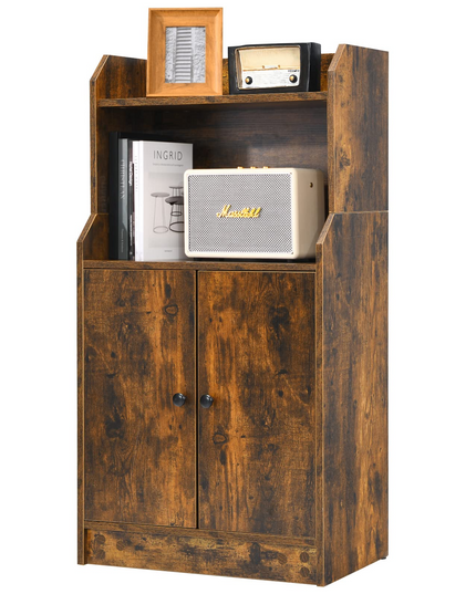 Rustic Brown 2 Doors Bookcase with Adjustable Shelf