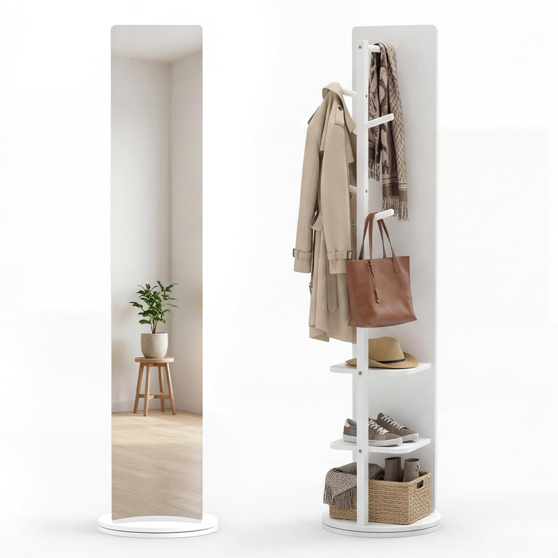 Giantex 65.5" Swivel Full Length Mirror with Coat Rack