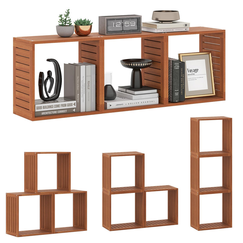 Giantex Solid Wood Stacking Storage Organizers w/Open Slatted Design