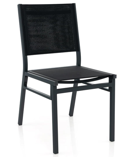 Giantex Outdoor Patio Dining Chair, Armless Dining Chair with Breathable Fabric Seat & Backrest