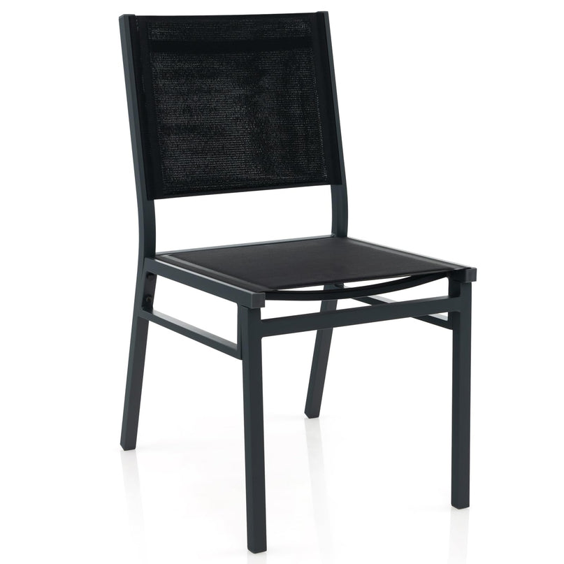 Giantex Outdoor Patio Dining Chair, Armless Dining Chair with Breathable Fabric Seat & Backrest