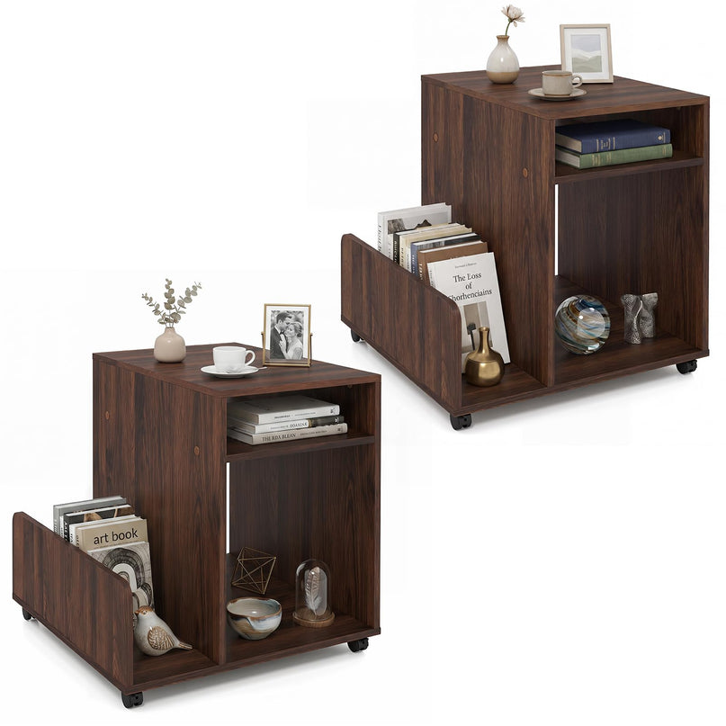 Giantex Rolling End Table with Storage 3-Tier Mobile Sofa Couch Side Table(1/2)