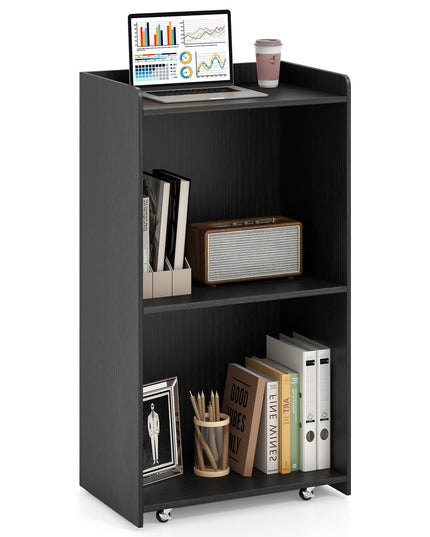 Giantex Portable Podium Stand, Lectern Podium with 2 Storage Shelves, 4 Universal Wheels, Mobile Speaking Podium Hostess Stand Pulpits