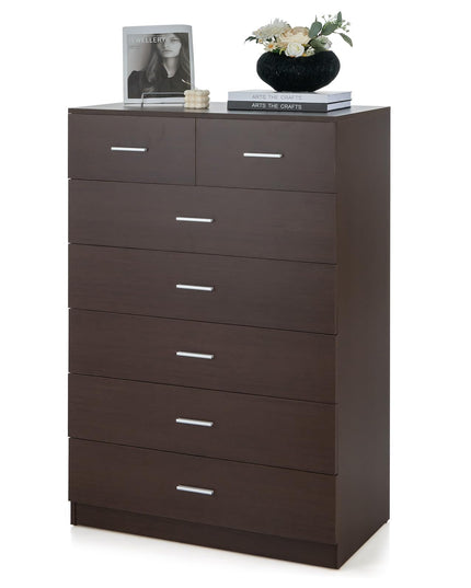Giantex 7 Drawers Dresser for Bedroom - Wooden Chest of Drawers with Anti-toppling Device