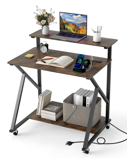 Petit bureau roulant Giantex avec rangement Bureau d'ordinateur compact