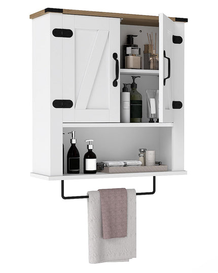 Giantex Bathroom Wall Cabinet with Towel Bar Above Toilet