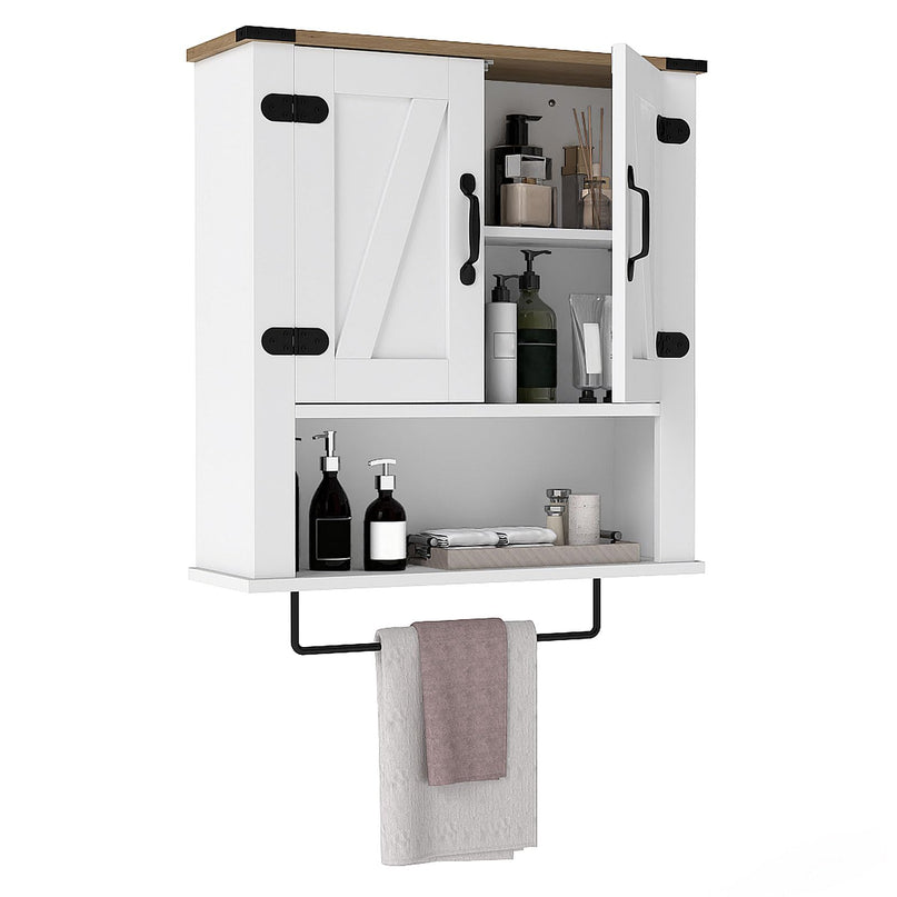 Giantex Bathroom Wall Cabinet with Towel Bar Above Toilet