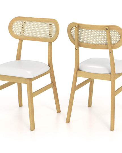 Giantex PVC Leather Upholstered Kitchen Chairs w/Breathable Mesh Cane Backrest