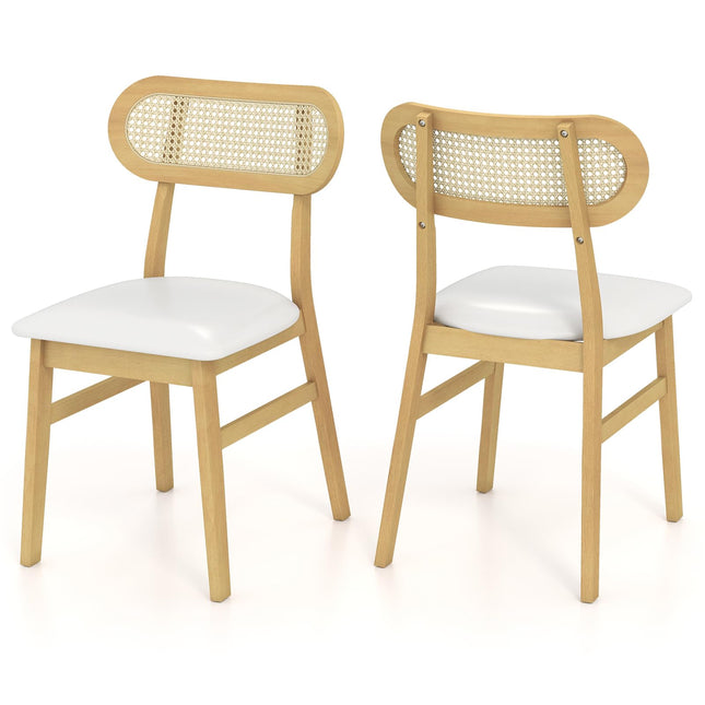 Chaises de cuisine rembourrées en cuir PVC Giantex avec dossier en maille respirante effet cannage