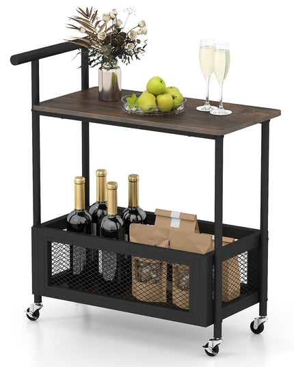 Table d'appoint roulante Giantex avec poignée, table de canapé à 2 niveaux