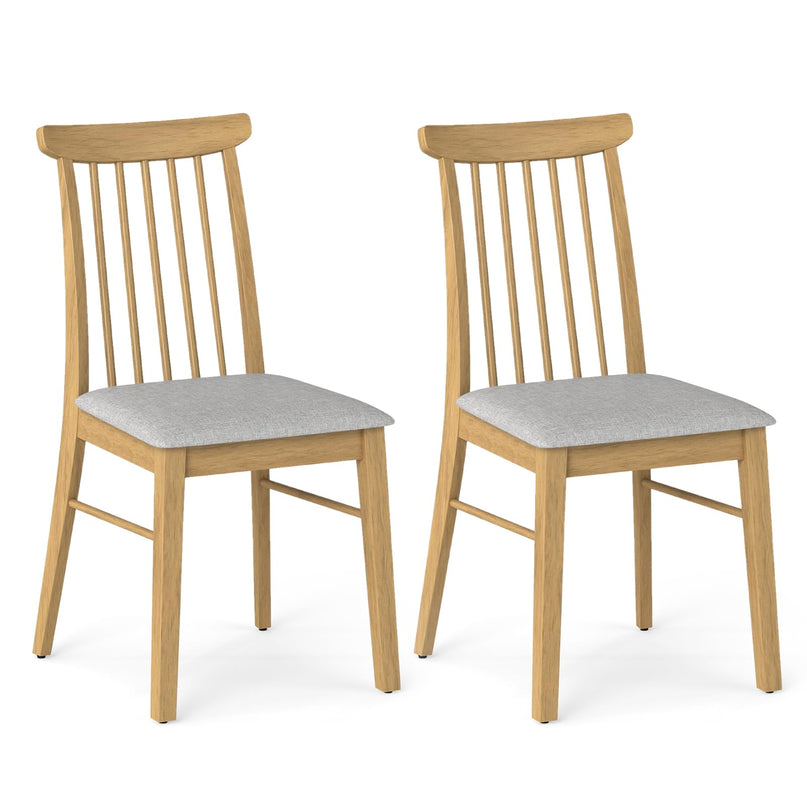 Chaises de cuisine sans accoudoirs Giantex avec cadre en bois d'hévéa et revêtement en tissu