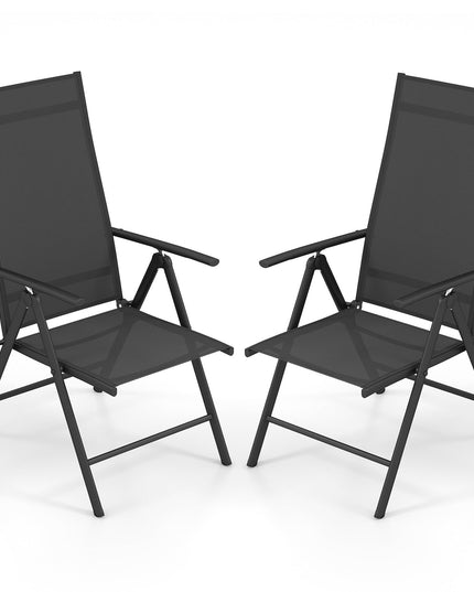 Giantex Folding Patio Chairs, High Back Outdoor Chairs with 7-Level Adjustable High Backrest