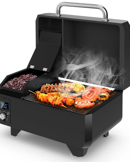 Giantex Pellet Grill and Smoker - Portable Tabletop Wood Pellet Smoker with Temperature Control