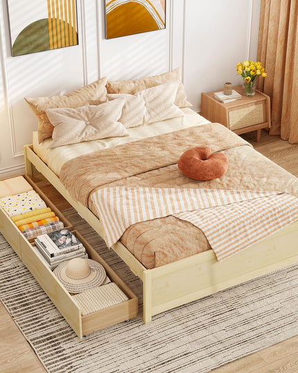 Giantex Full Size Bed Frame with 2 Storage Drawers