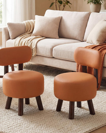 Giantex Small Footrest Stools Set of 2 Round Ottoman