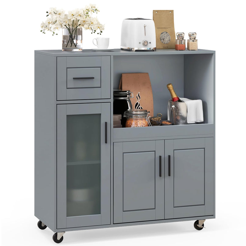 Giantex Kitchen Island with Storage, Kitchen Cart with Wheels