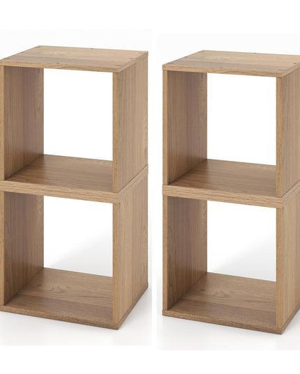 Giantex 2/4 Cube Bookshelf Organizer, 2-Tier Stackable Cube Storage Organizer