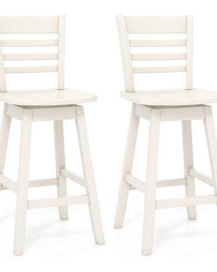 Giantex Wood Bar Stools, Swivel Counter Height Bar Stools with Slatted Hollow Back & Ergonomic Contoured Seat